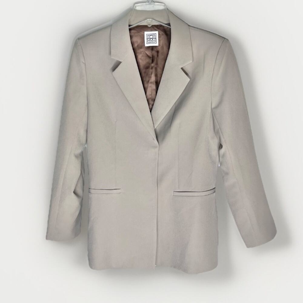 Toteme Cavo Viscose Stretch Button Front Blazer Neutral Gray Sz S - Picture 4 of 9